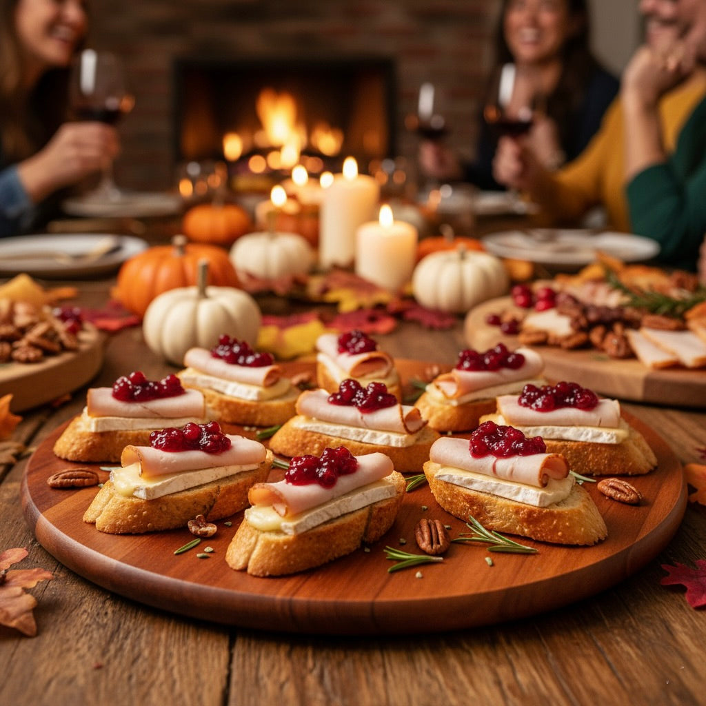 Turkey, Brie, & Cranberry Crostini
