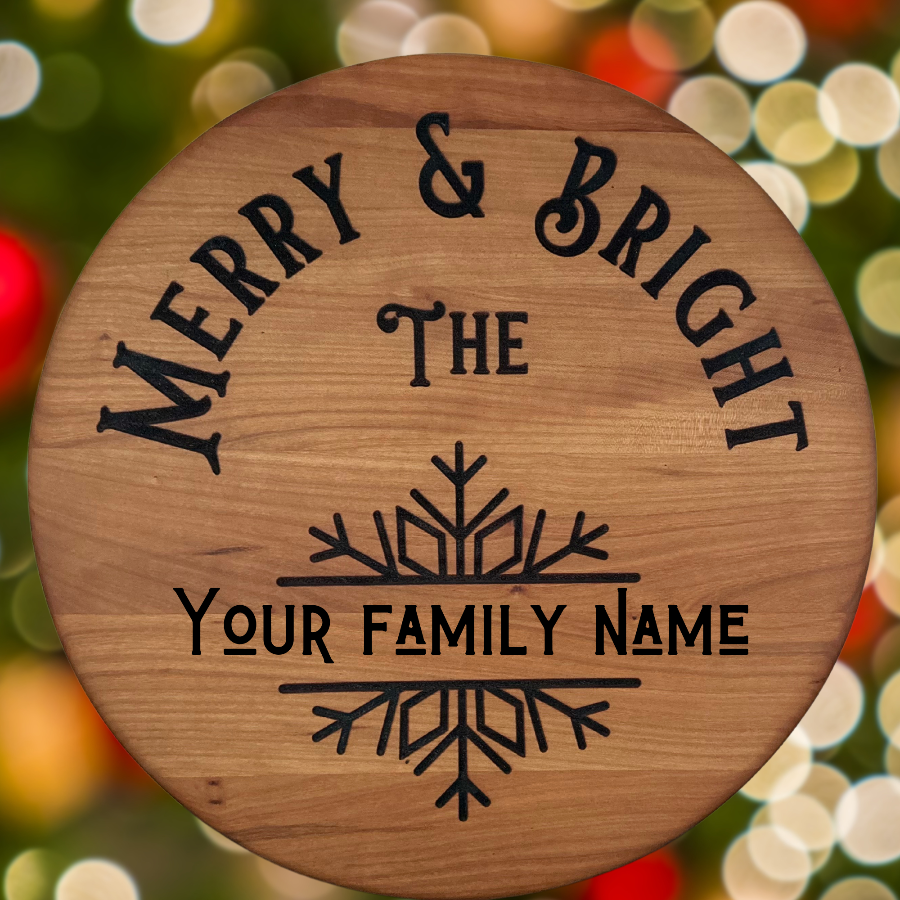 Merry & Bright Hardwood Cherry Tray
