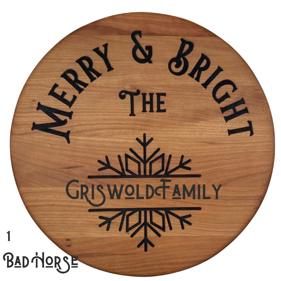 Merry & Bright Hardwood Cherry Tray