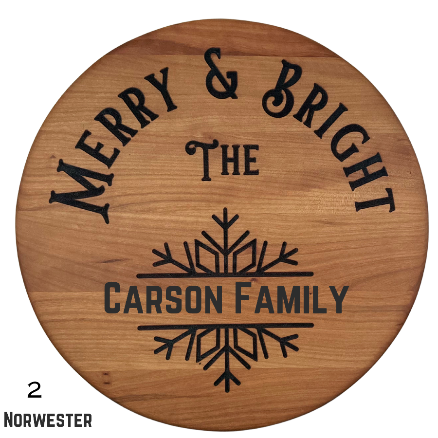 Merry & Bright Hardwood Cherry Tray