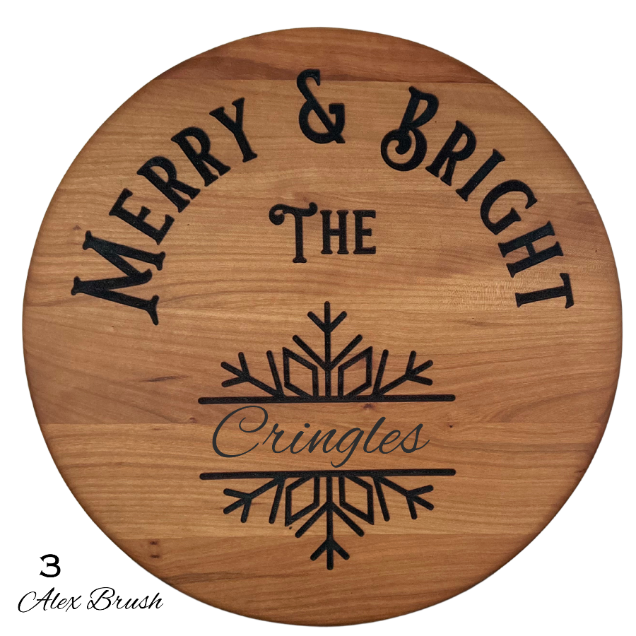 Merry & Bright Hardwood Cherry Tray