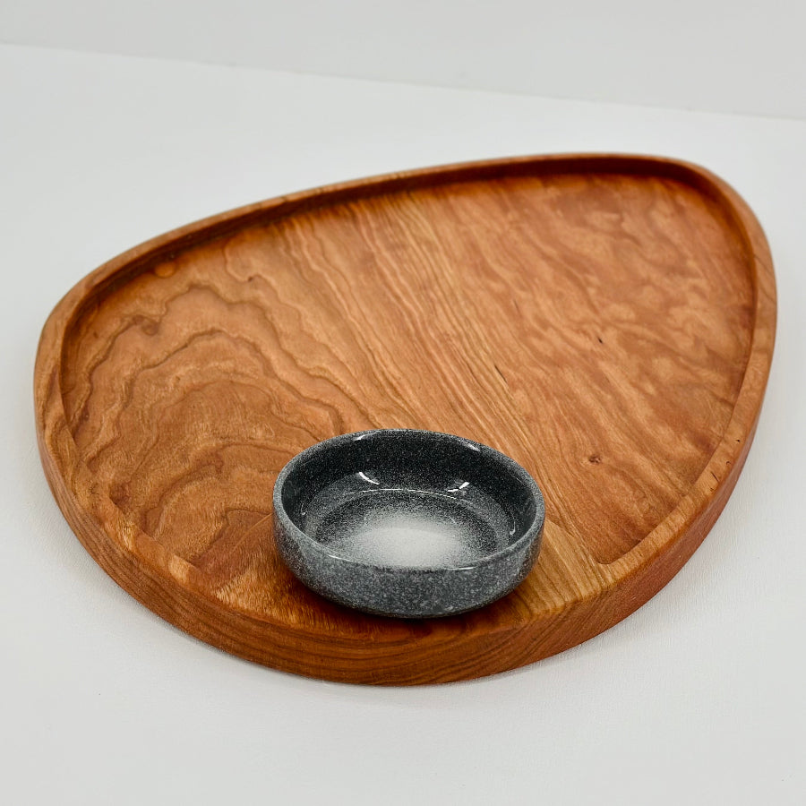 Asymmetrical Cherry Charcuterie Board With Dipping Bowl