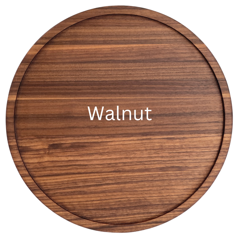 Solid Hardwood 12 inch Grandma Plate with 12 design options available on 4 available wood species. .